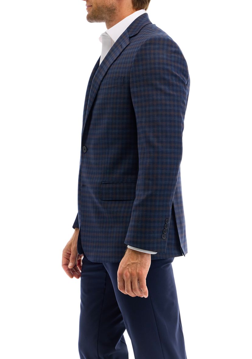 Mens Check Wool Stretch Classic Fit Sportcoat