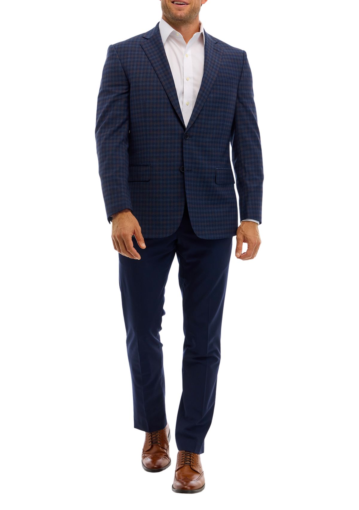 Mens Check Wool Stretch Classic Fit Sportcoat