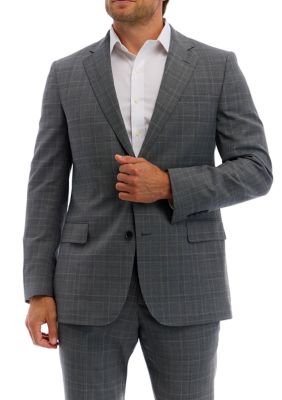 B by Brooks Brothers Men's Plaid Wool Stretch Classic Fit Suit Jacket