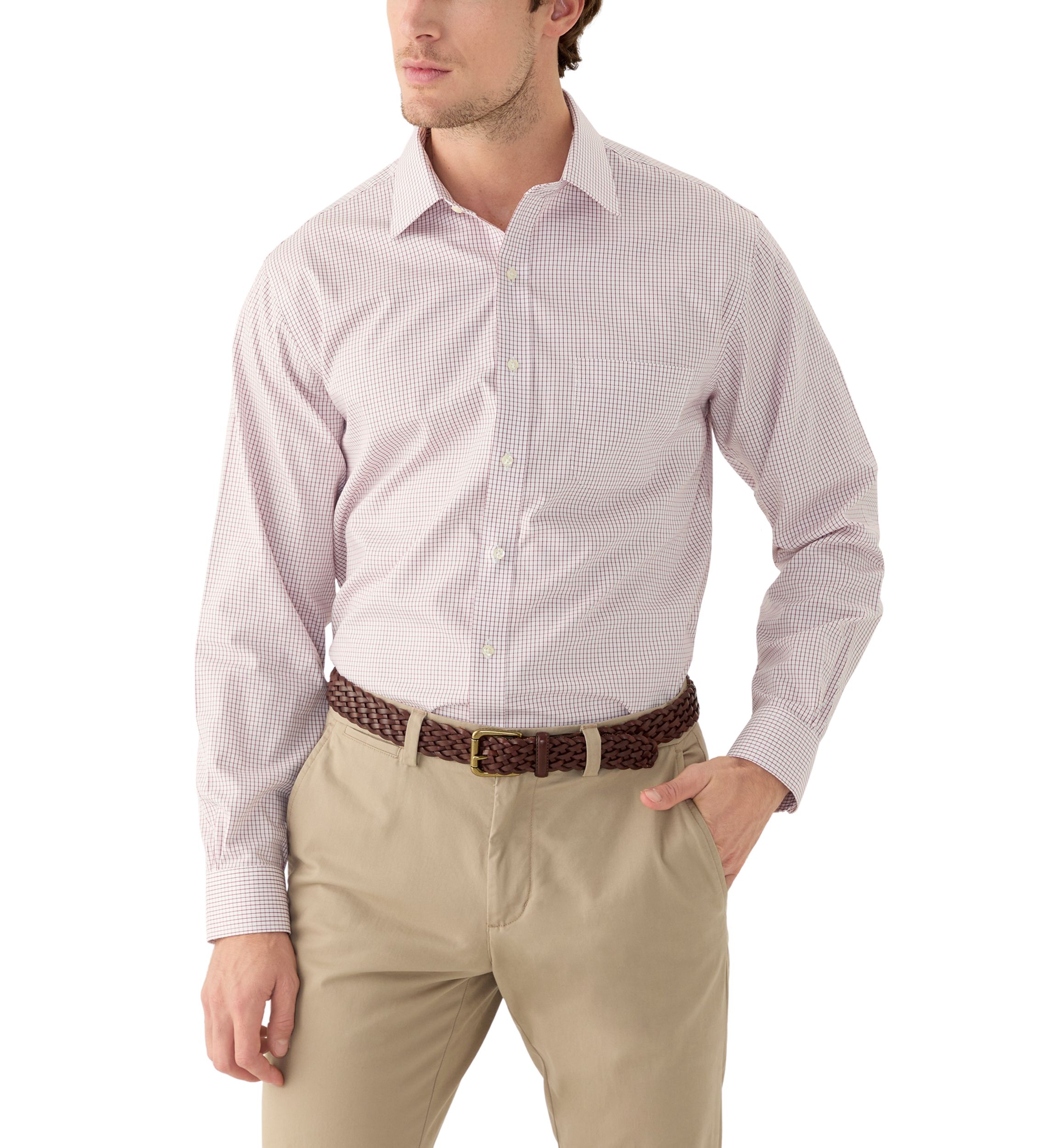 Regular Fit Non-Iron Windowpane Dress Shirt