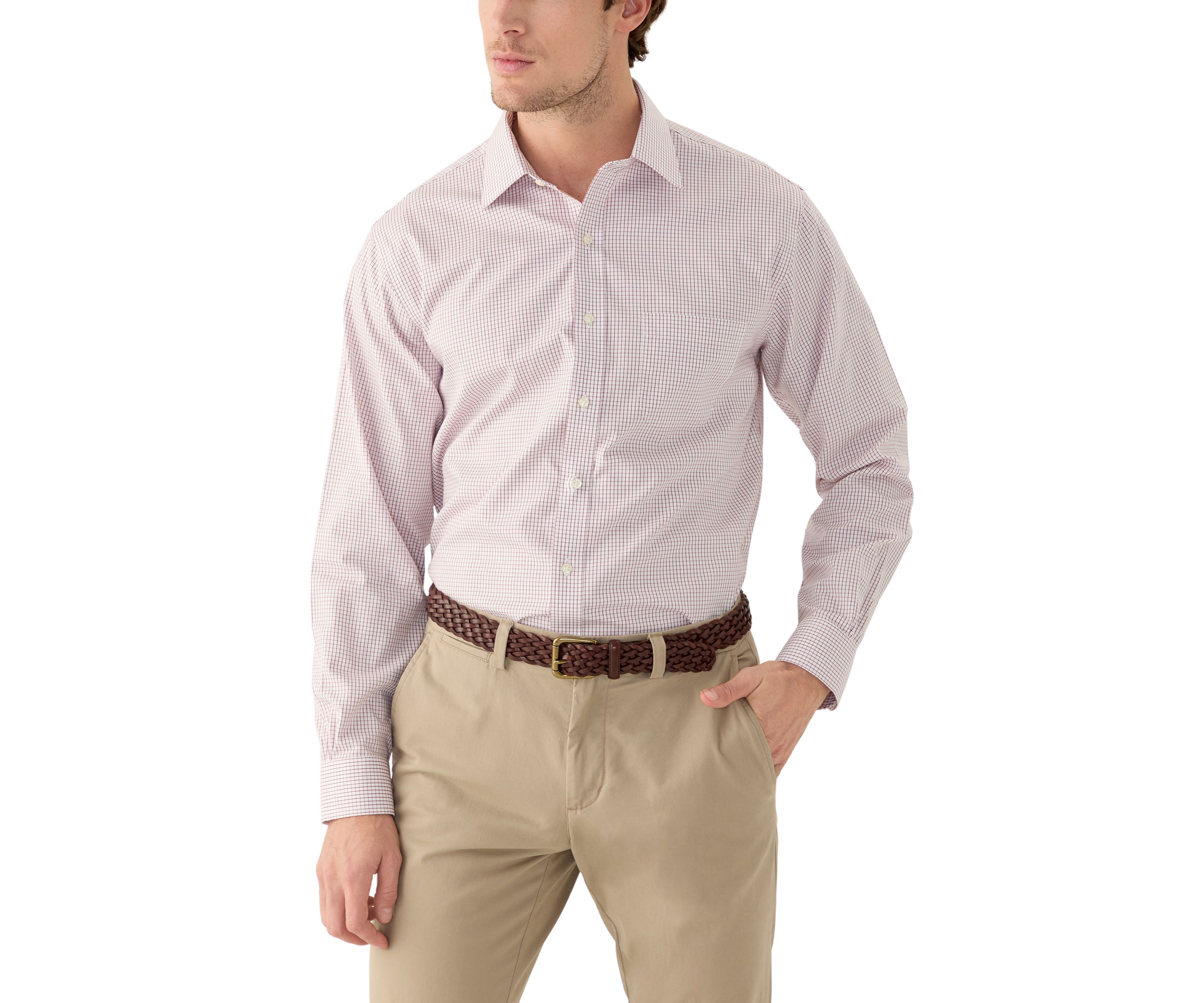 Regular Fit Non-Iron Windowpane Dress Shirt