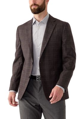 B by Brooks Brothers Men's Plaid Sportcoat, Grey, 38 Regular