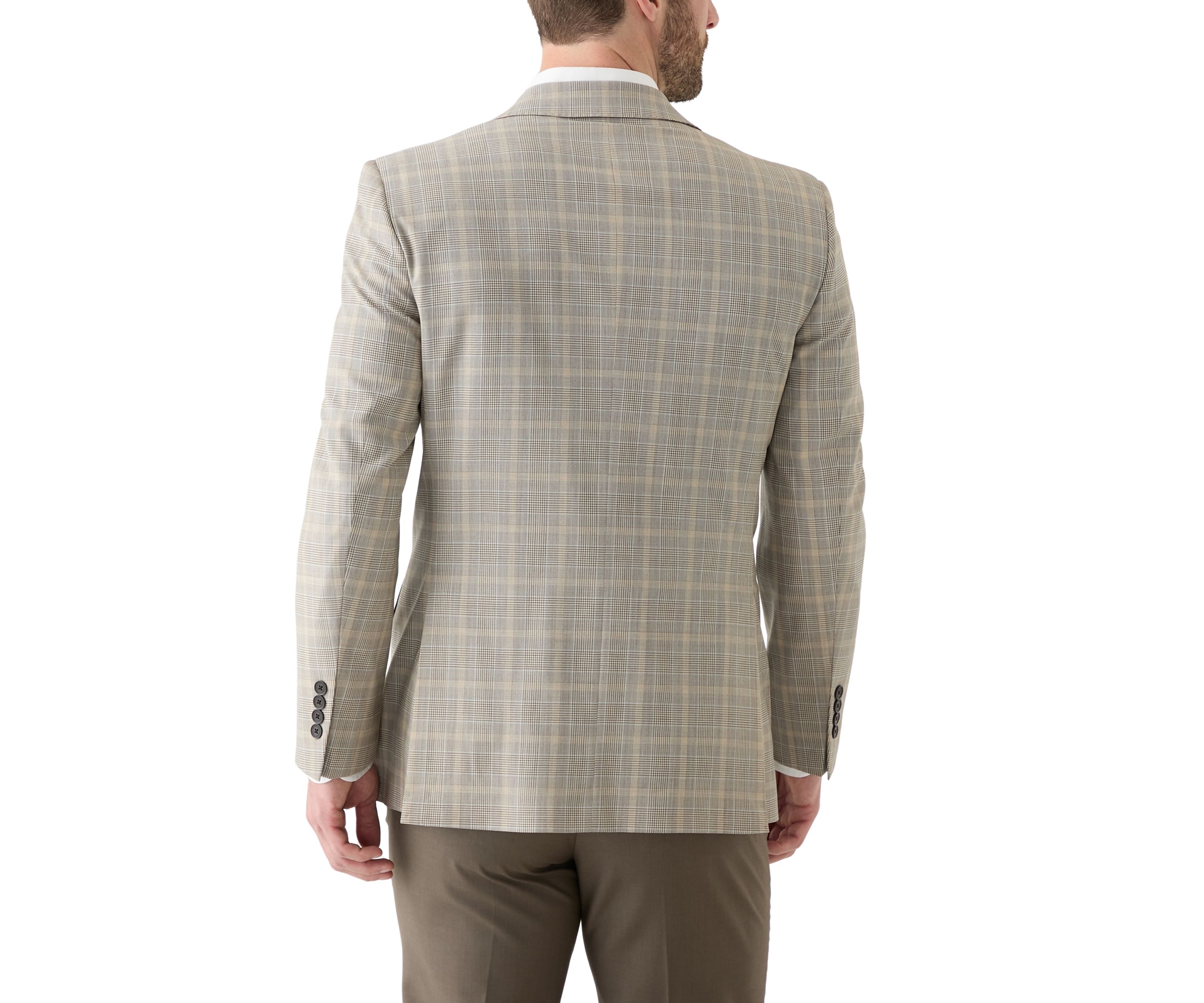 Mens Check Wool Stretch Classic Fit Suit Jacket