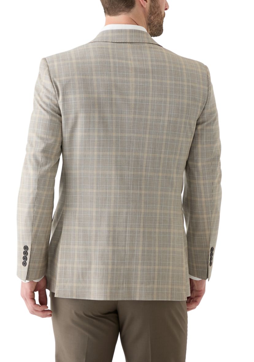 Mens Check Wool Stretch Classic Fit Suit Jacket