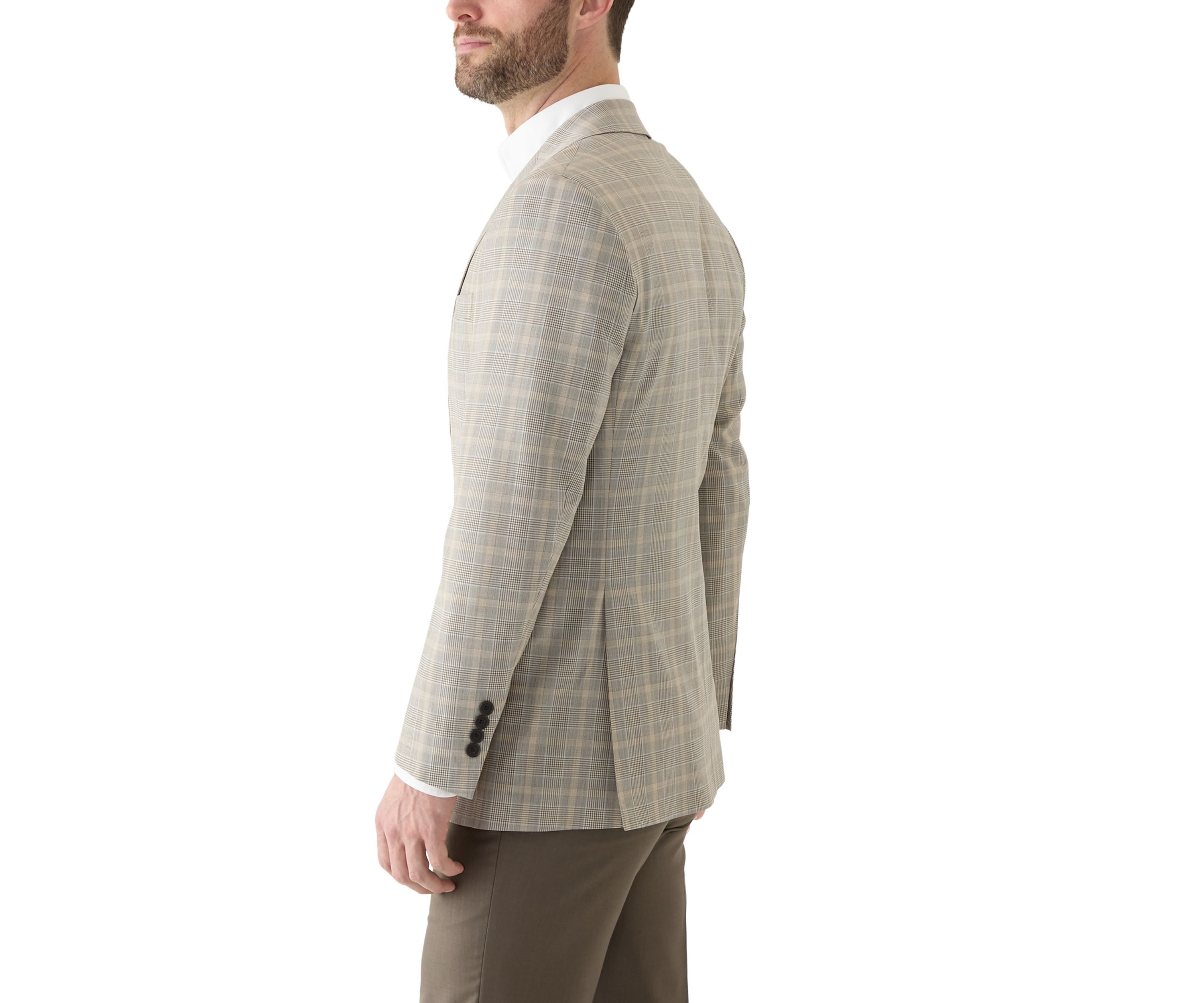 Mens Check Wool Stretch Classic Fit Suit Jacket