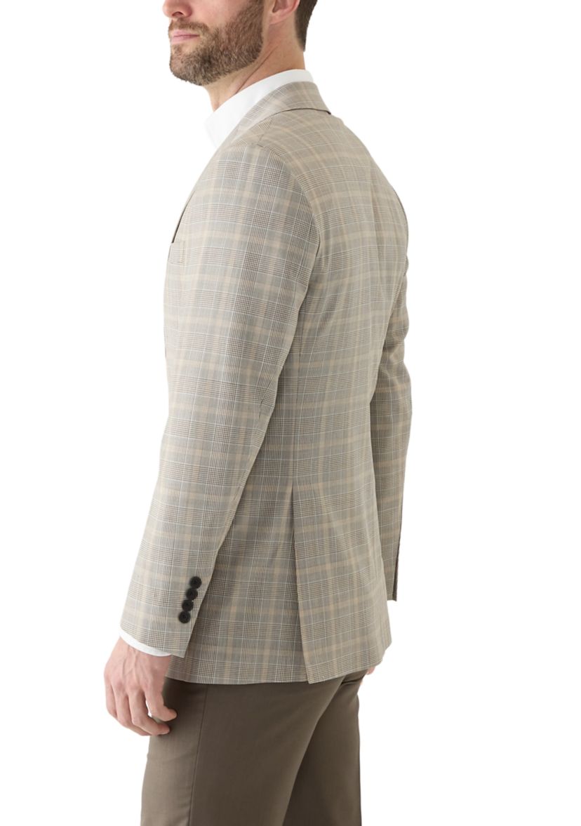 Mens Check Wool Stretch Classic Fit Suit Jacket