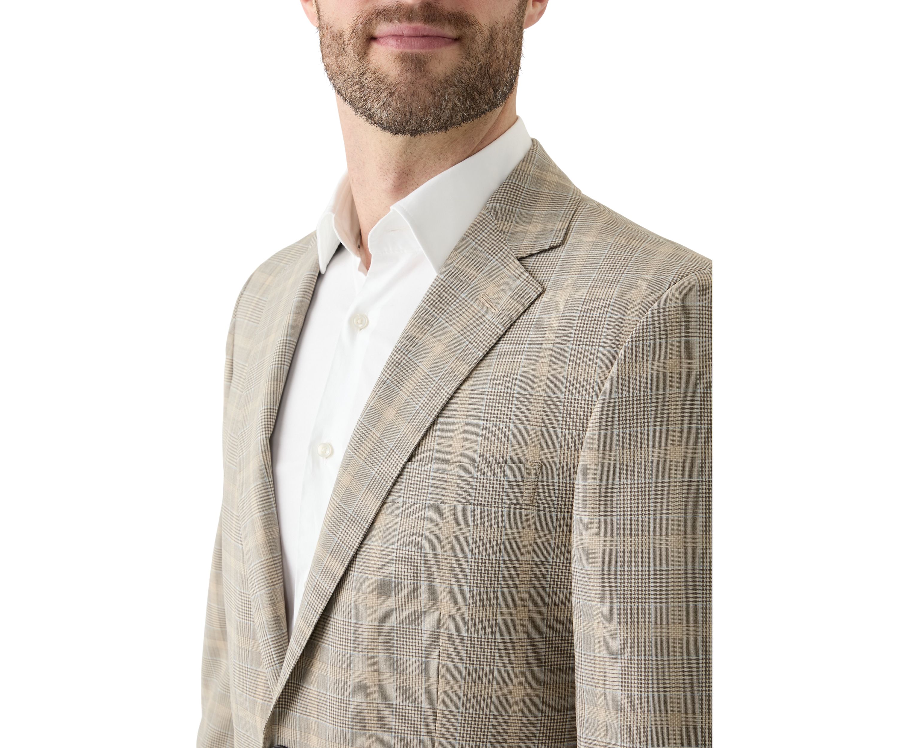 Mens Check Wool Stretch Classic Fit Suit Jacket