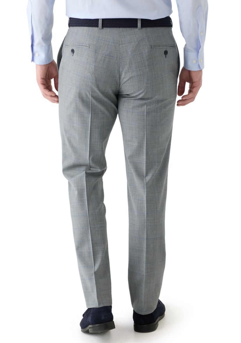 Mens Windowpane Wool Stretch Classic Fit Suit Trouser Pants