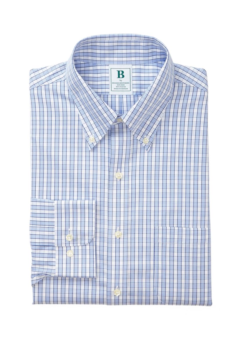 Mens Check Plaid Printed Button Down Dress Shirt