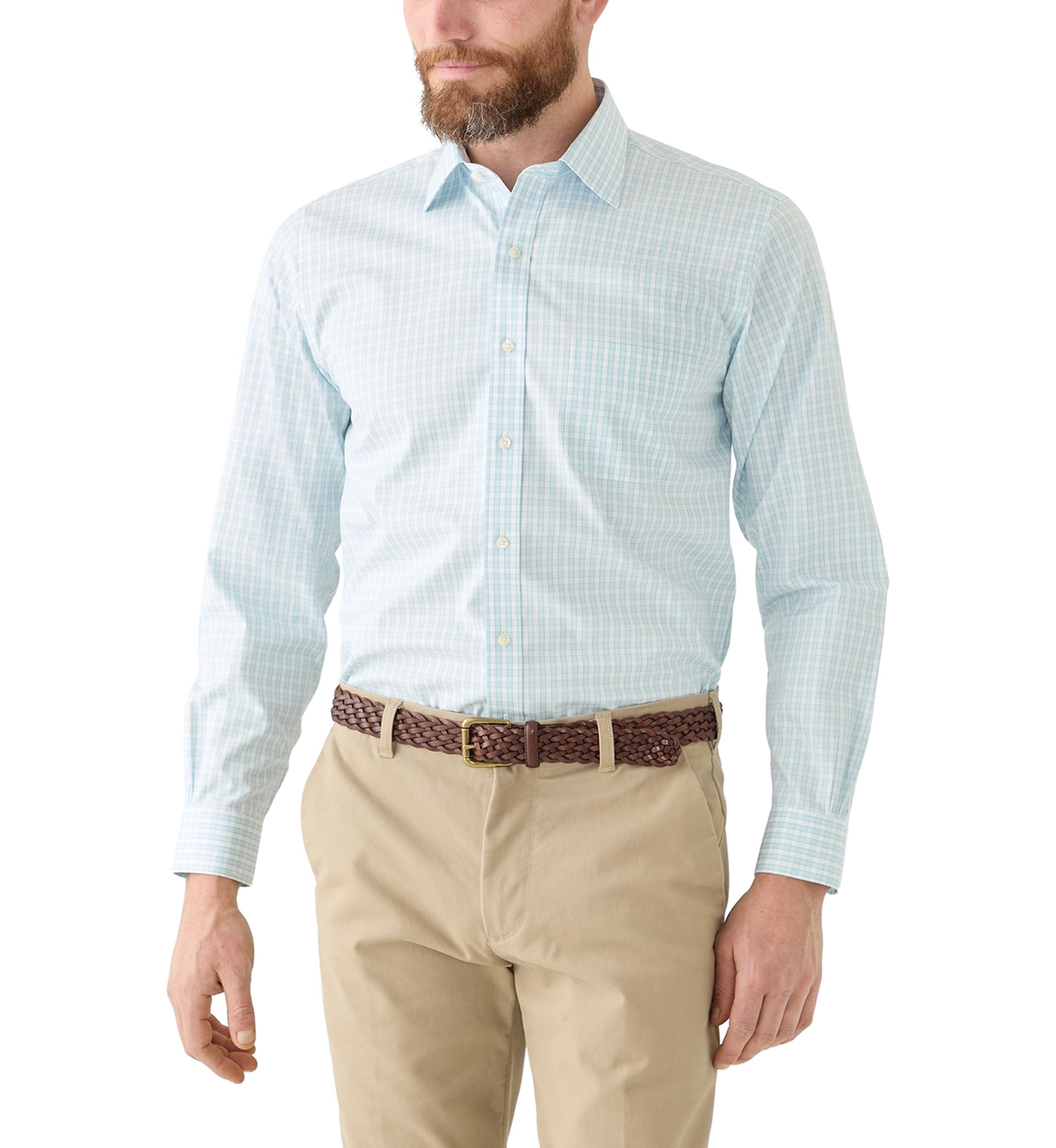 Mens Regular Fit Non Iron Gingham Dress Shirt