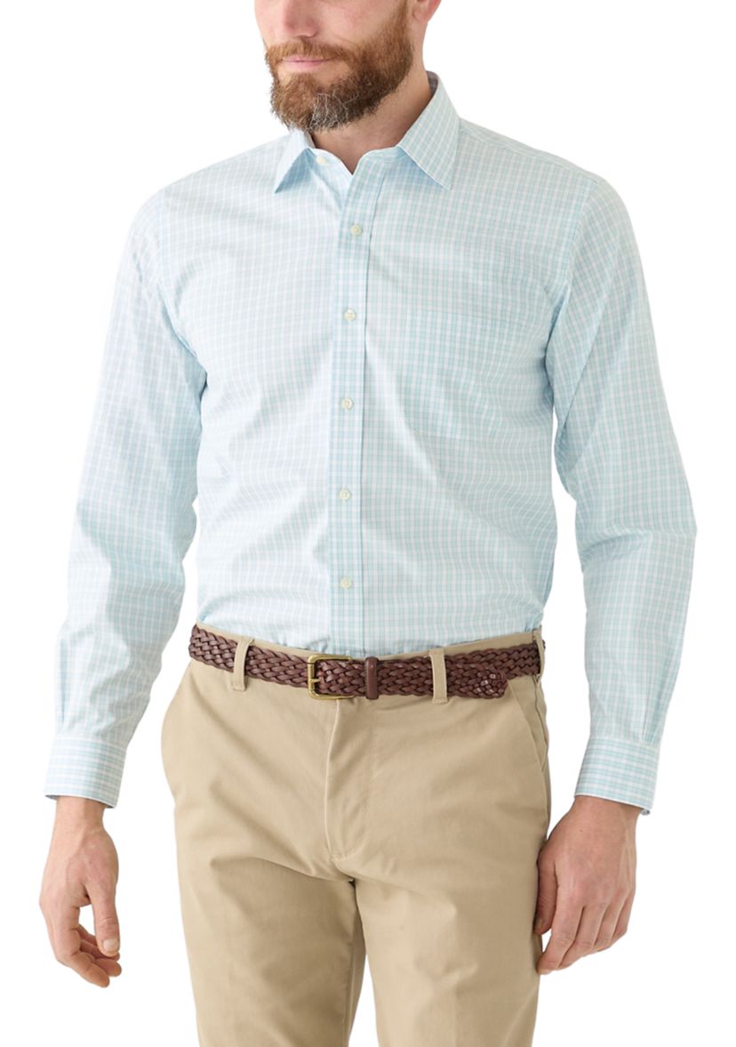 Mens Regular Fit Non Iron Gingham Dress Shirt