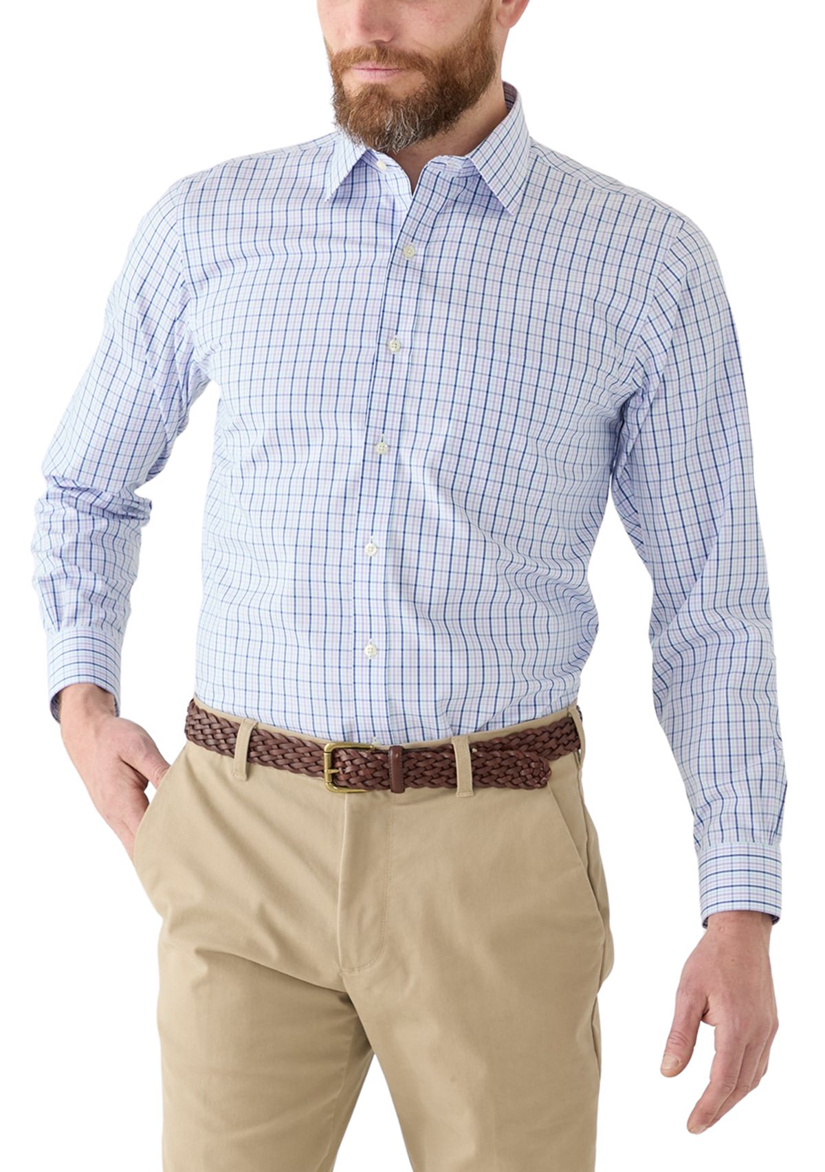 Mens Regular Fit Non Iron Tattersall Dress Shirt