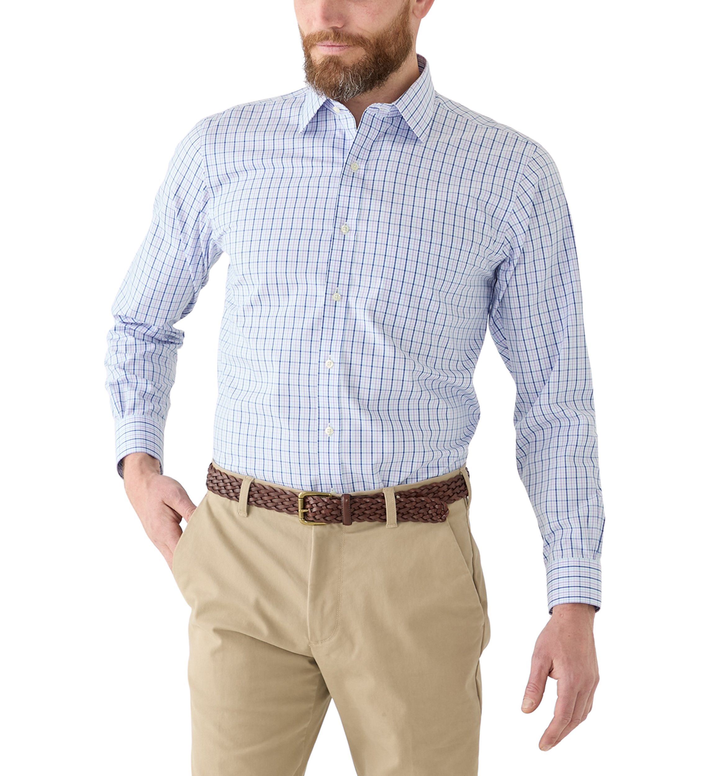 Mens Regular Fit Non Iron Tattersall Dress Shirt