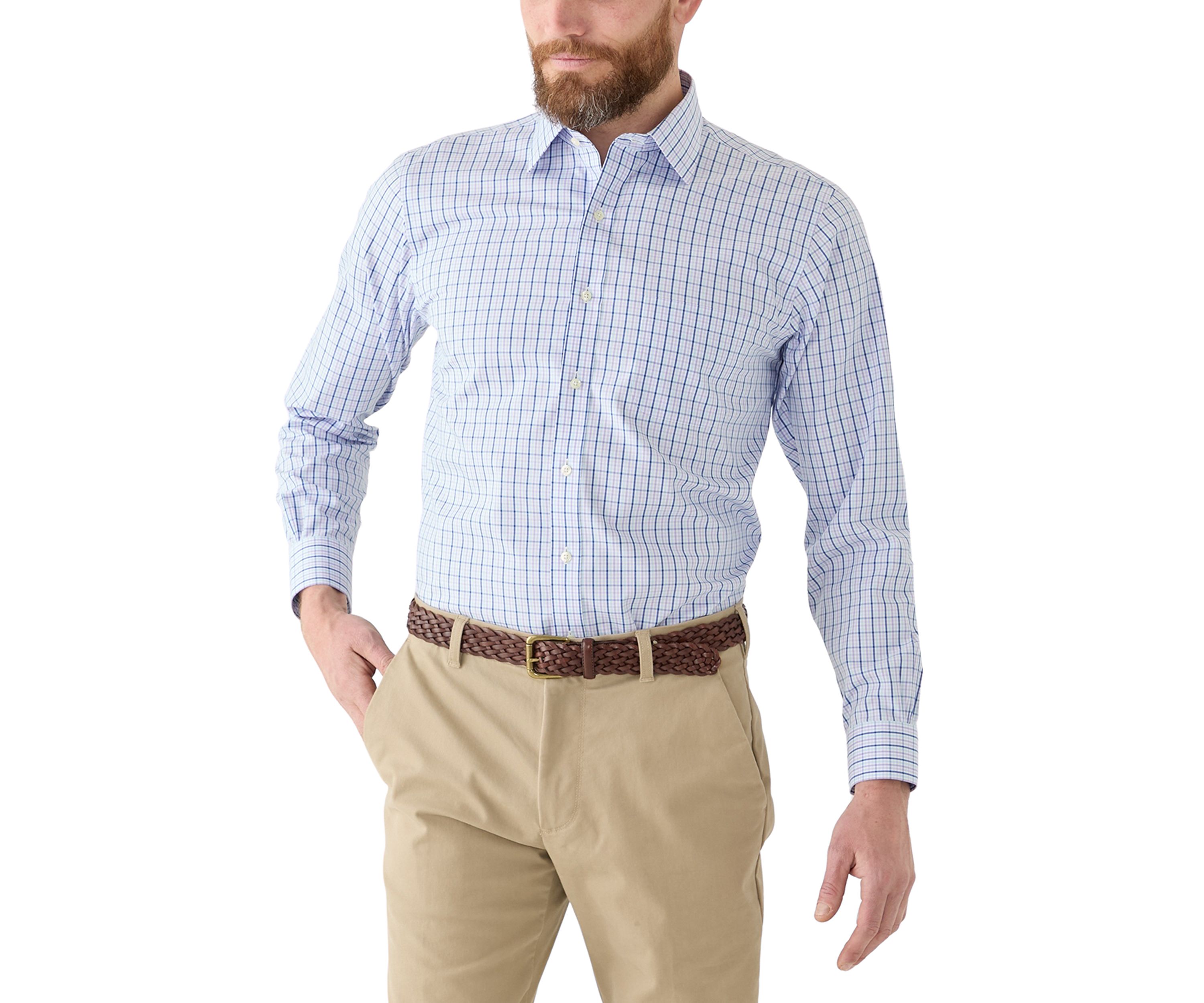 Mens Regular Fit Non Iron Tattersall Dress Shirt