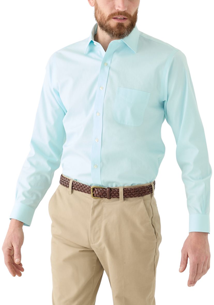 Mens Regular Fit Non Iron Micro Houndstooth Dress Shirt