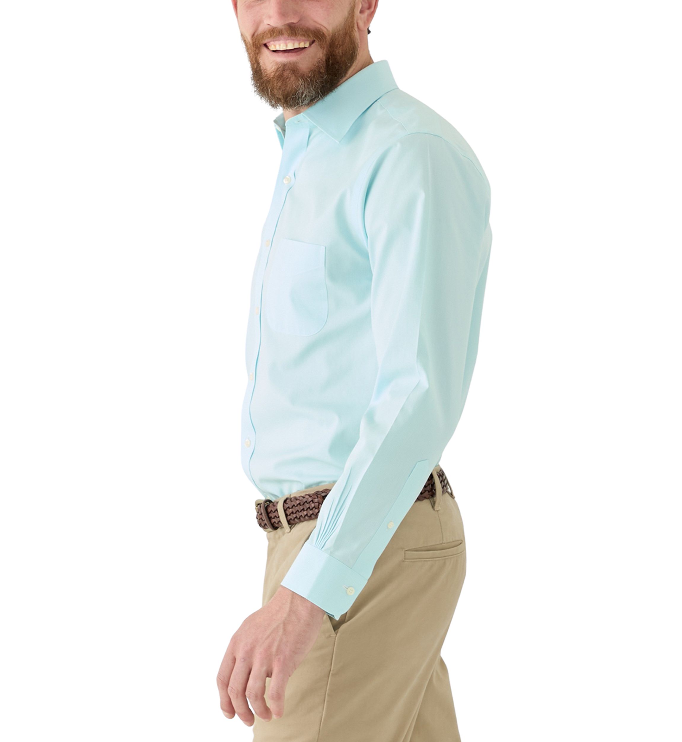Mens Regular Fit Non Iron Micro Houndstooth Dress Shirt