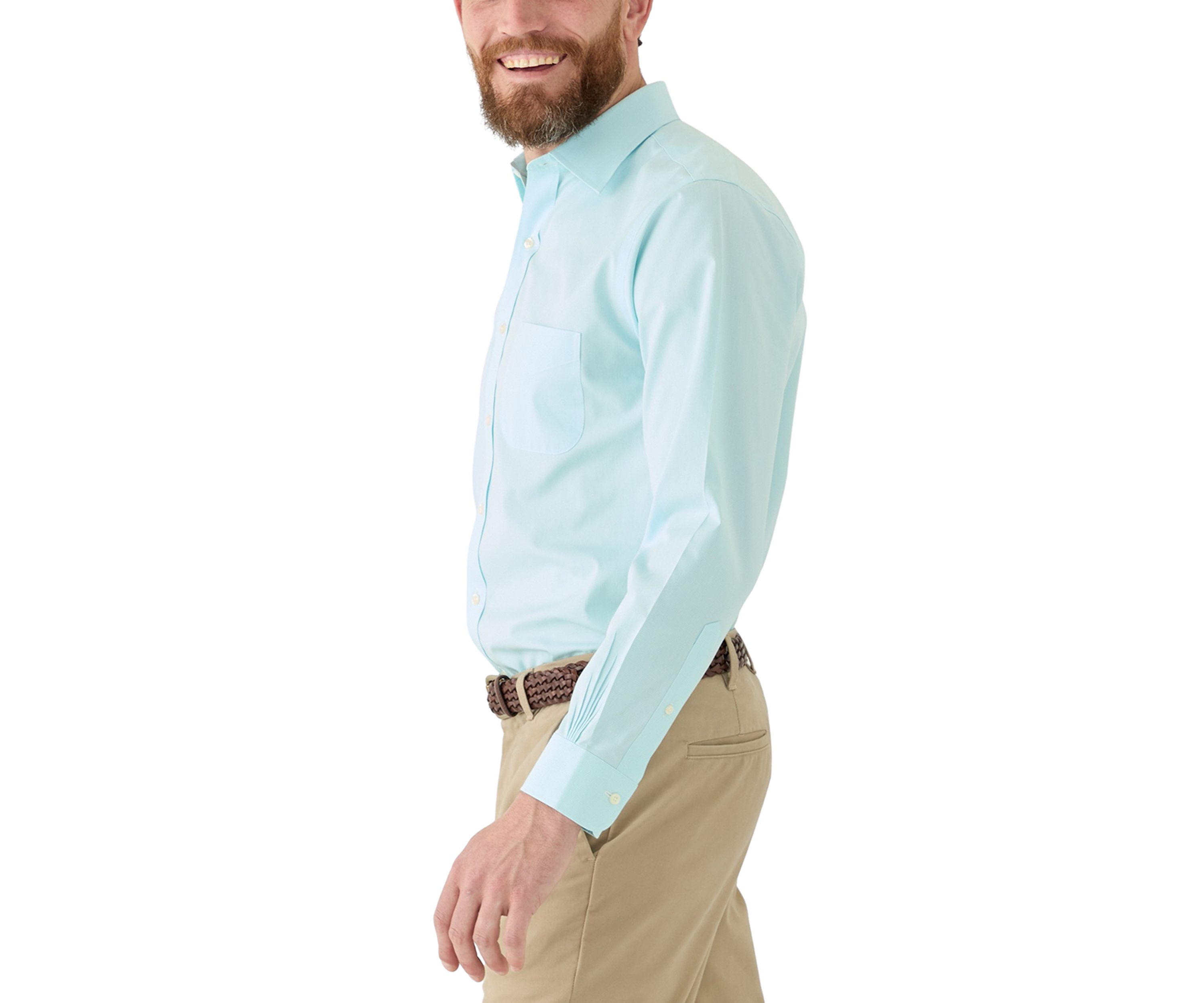Mens Regular Fit Non Iron Micro Houndstooth Dress Shirt