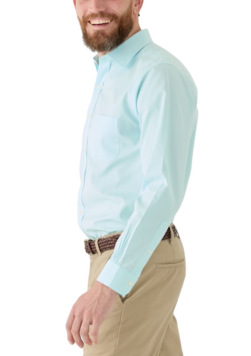 Mens Regular Fit Non Iron Micro Houndstooth Dress Shirt
