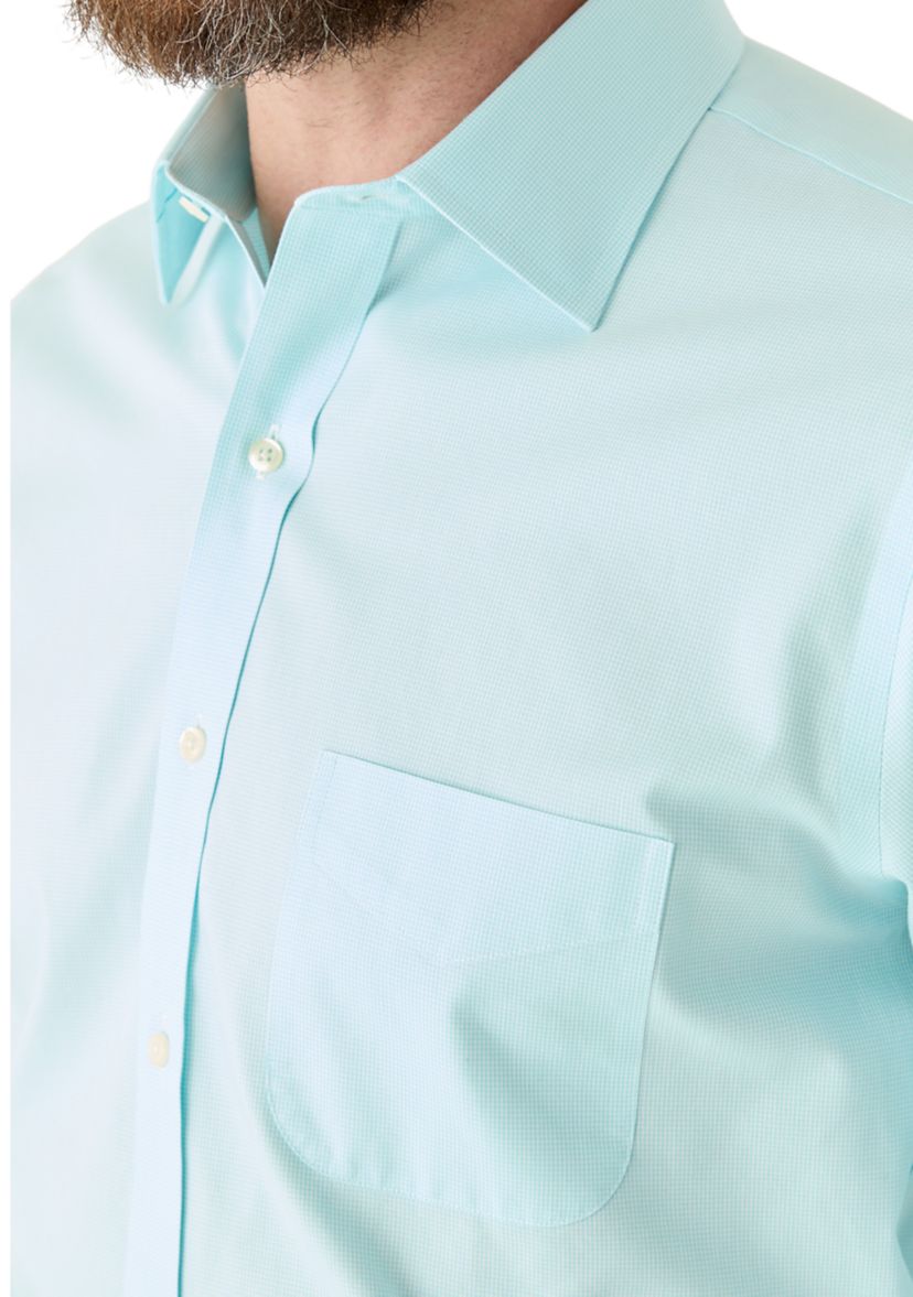 Mens Regular Fit Non Iron Micro Houndstooth Dress Shirt