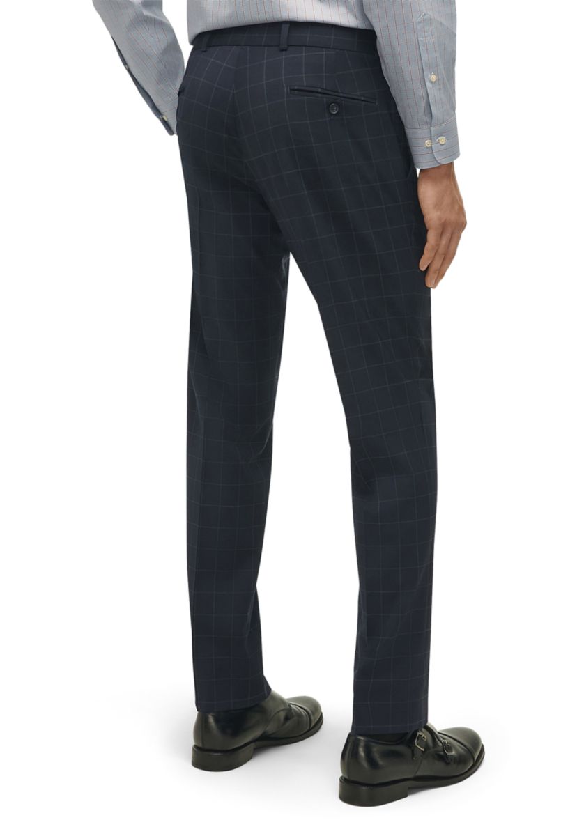 Windowpane Wool Stretch Classic Fit Suit Trousers