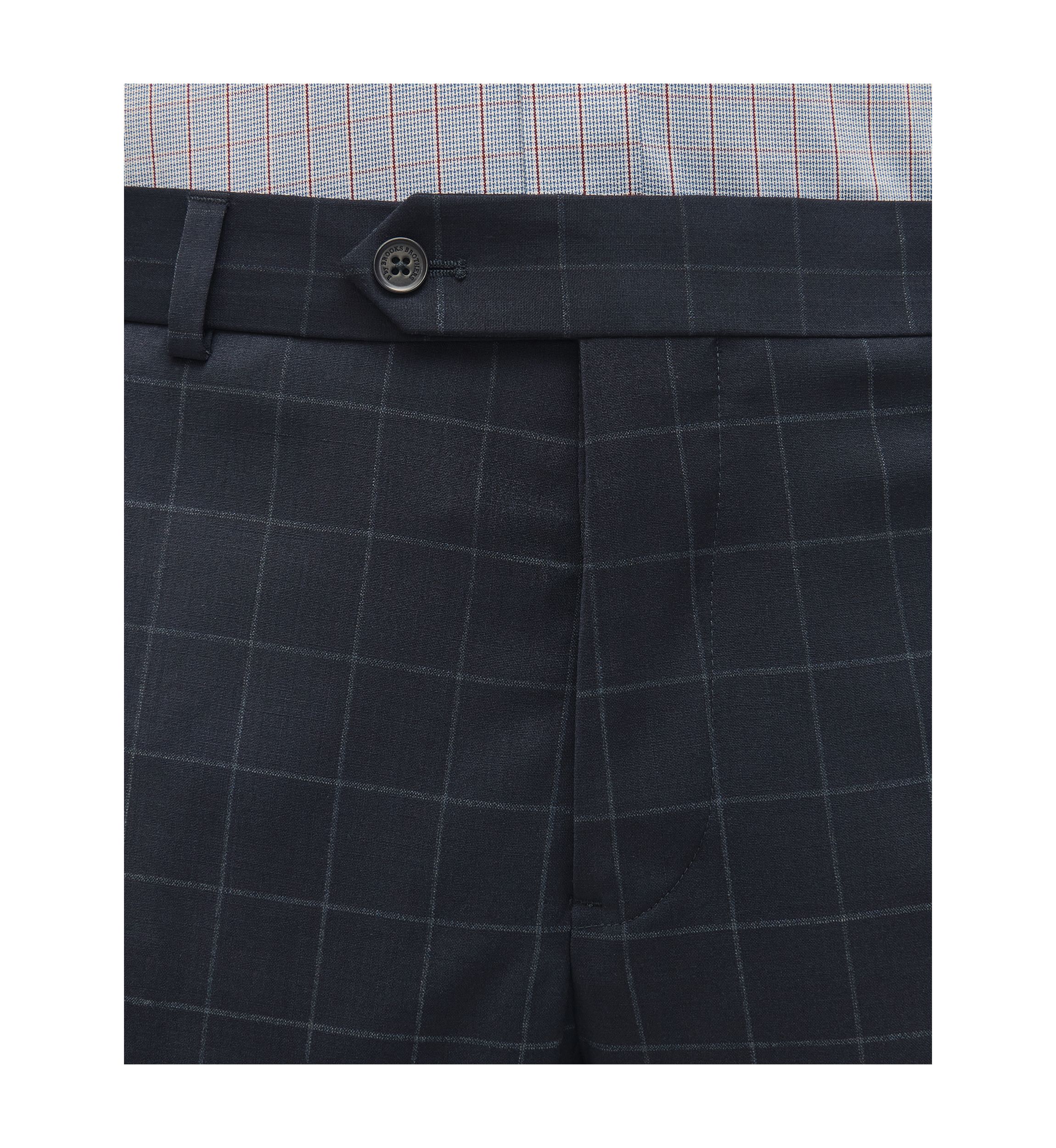 Windowpane Wool Stretch Classic Fit Suit Trousers