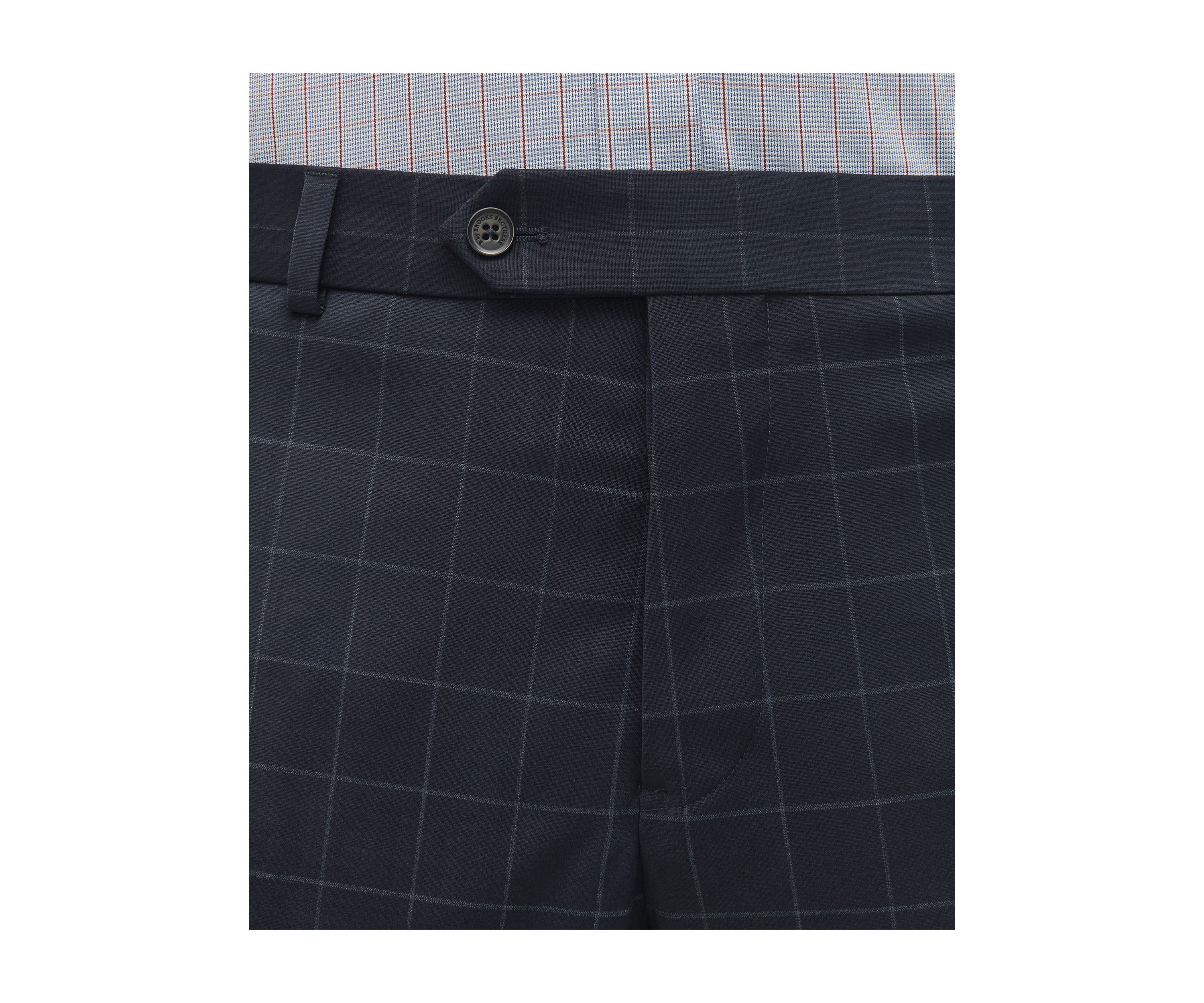Windowpane Wool Stretch Classic Fit Suit Trousers