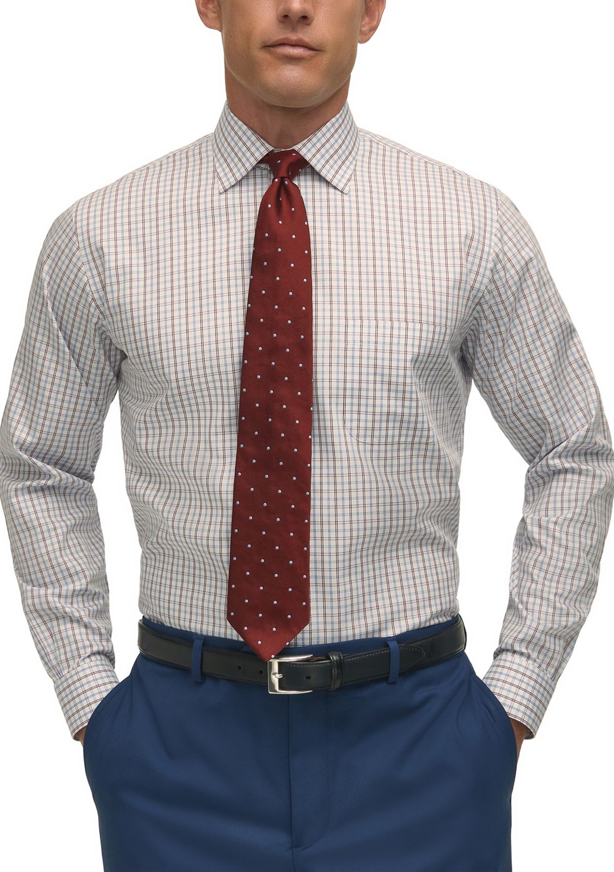 Regular Fit Non-Iron Windowpane Dress Shirt