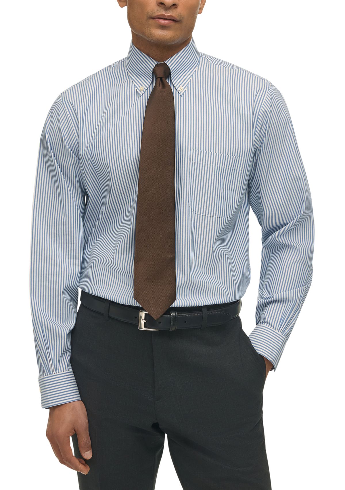 Regular Fit Non-Iron Stripe Dress Shirt