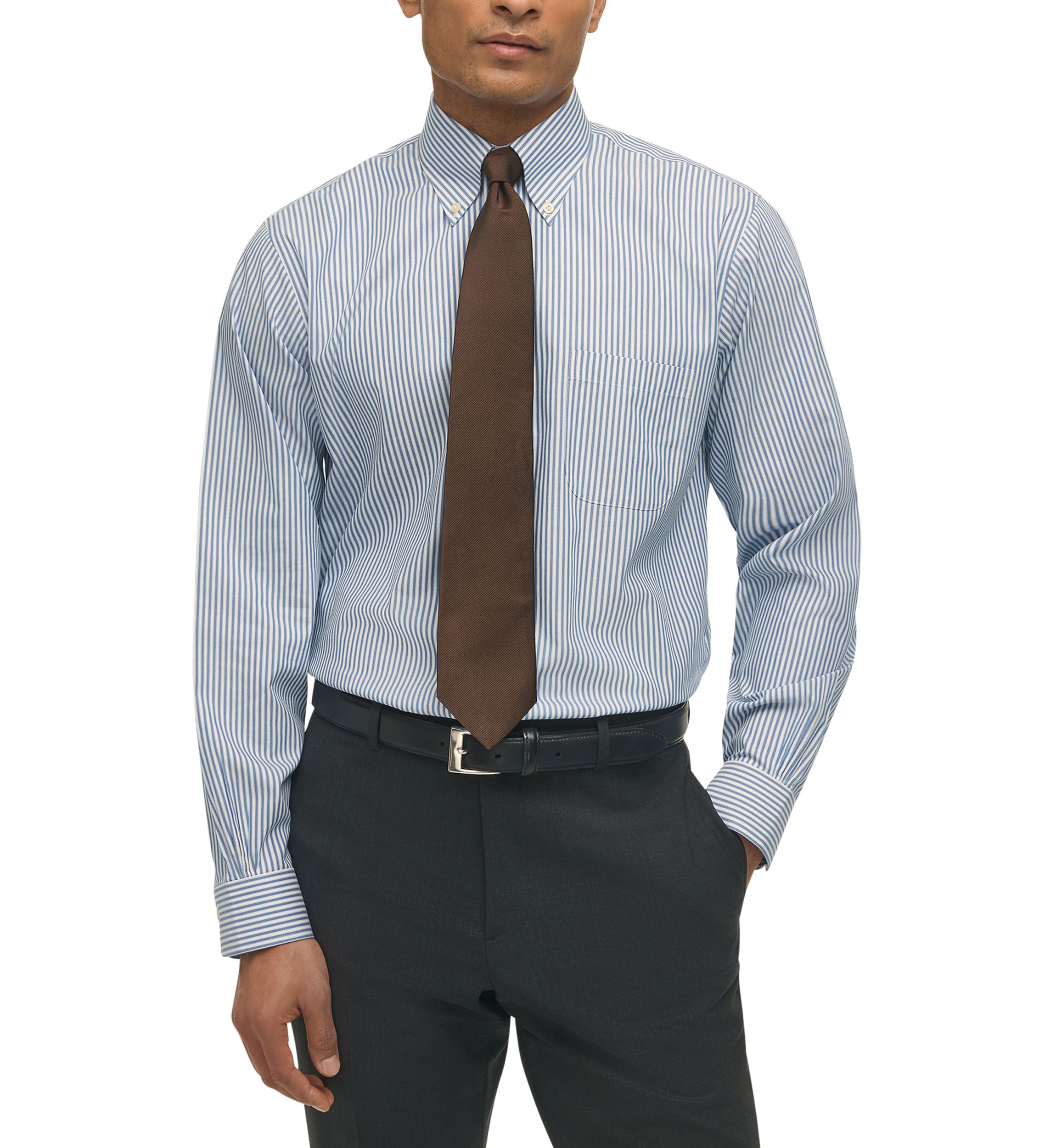 Regular Fit Non-Iron Stripe Dress Shirt