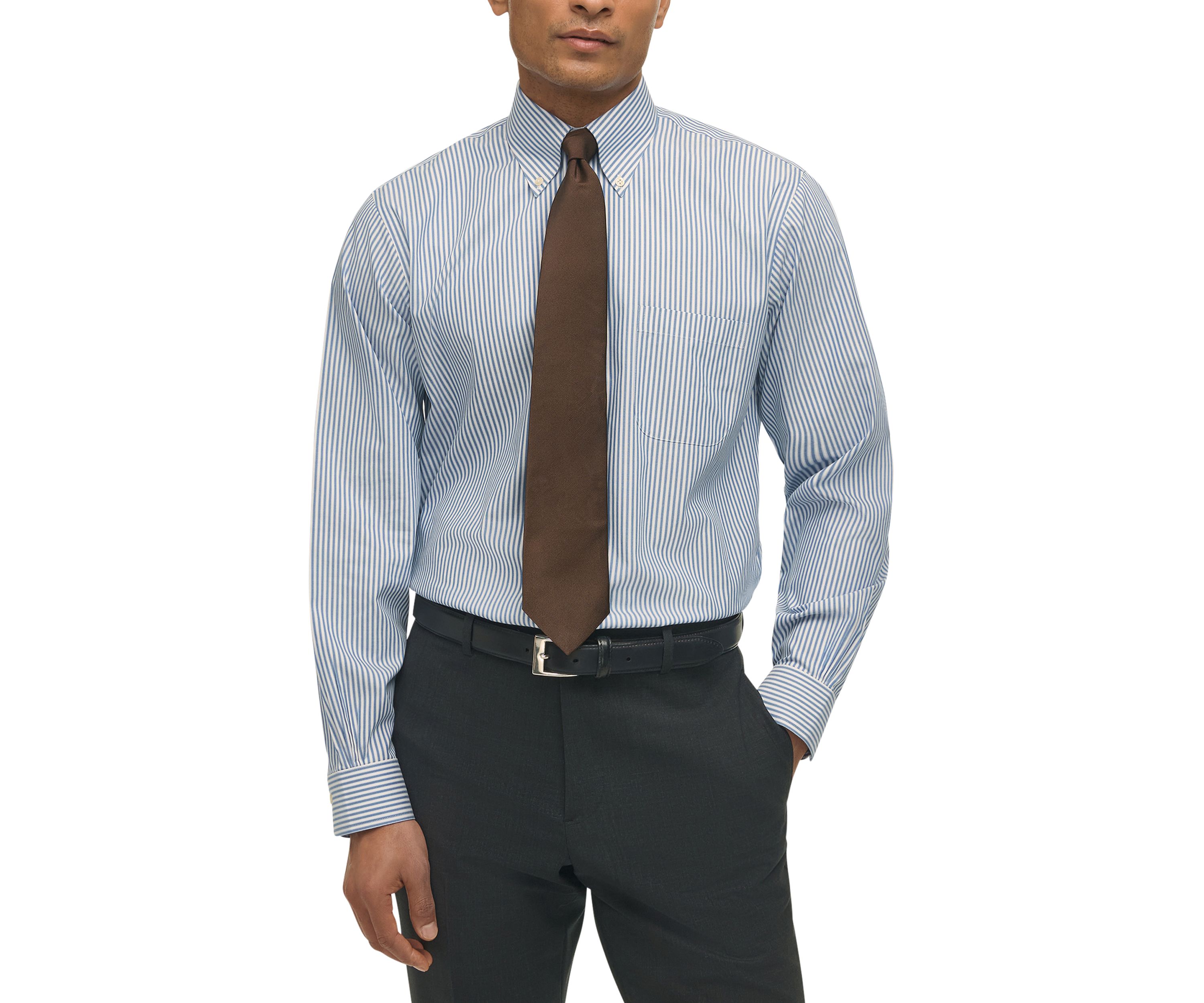 Regular Fit Non-Iron Stripe Dress Shirt