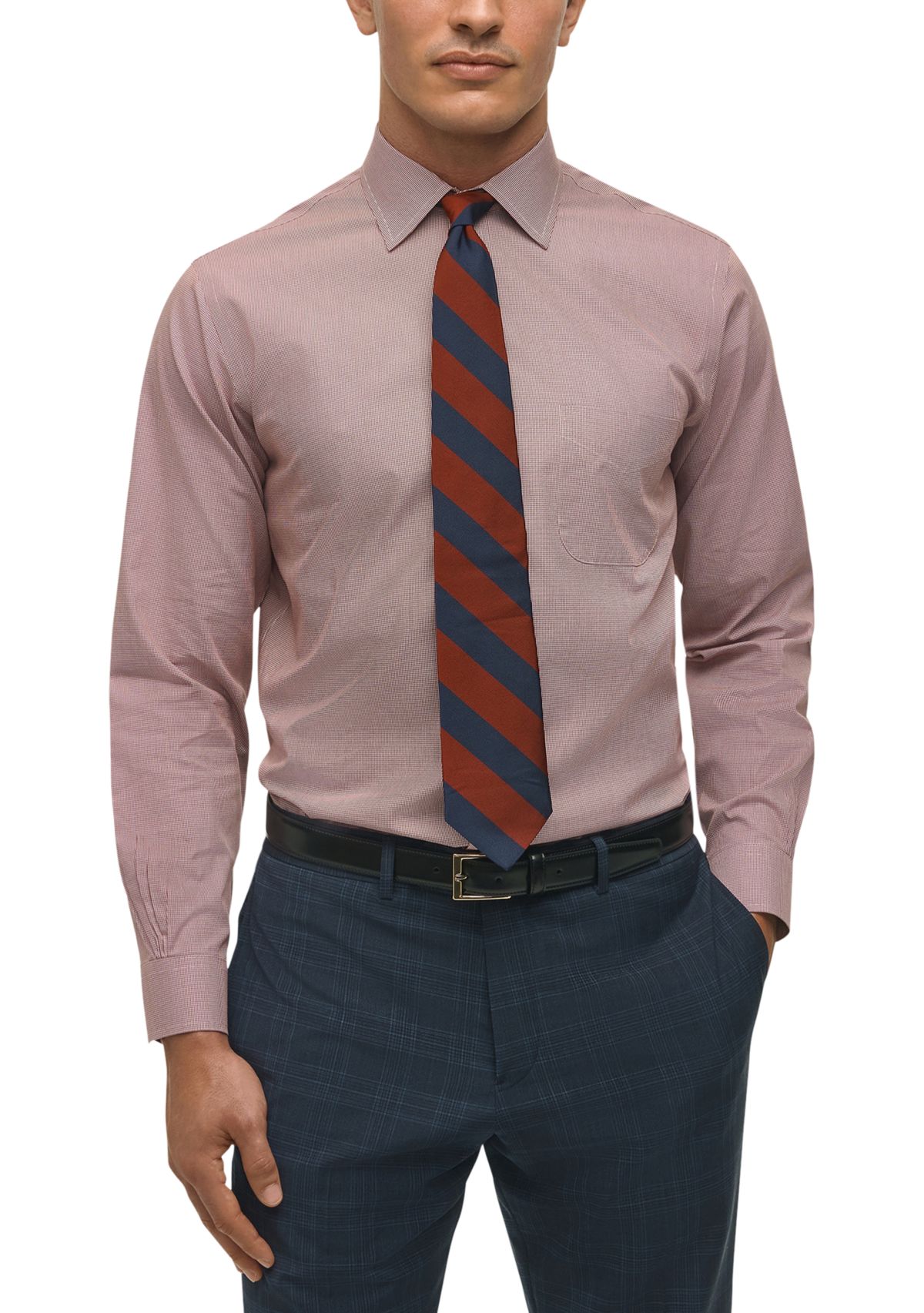 Regular Fit Non-Iron Micro-Houndstooth Dress Shirt