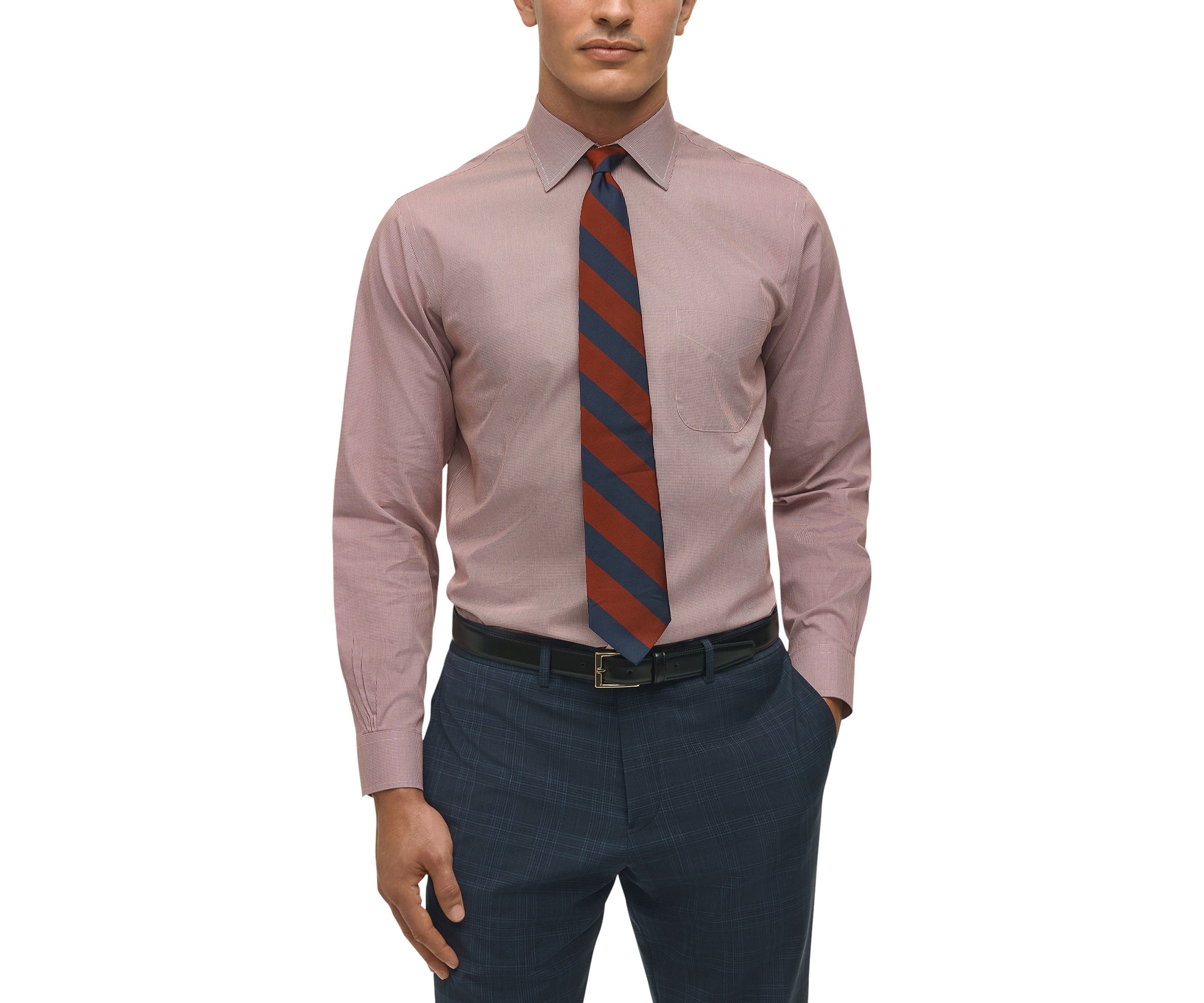 Regular Fit Non-Iron Micro-Houndstooth Dress Shirt