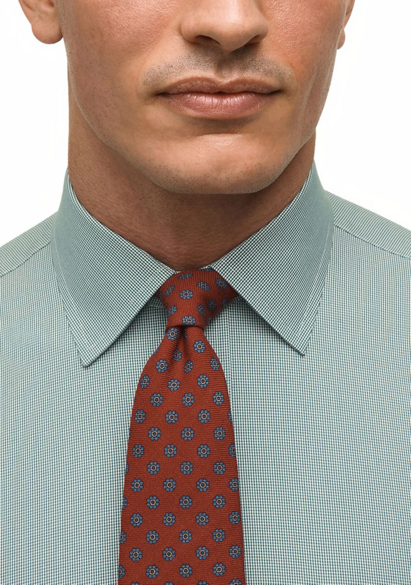 Regular Fit Non-Iron Micro-Houndstooth Dress Shirt