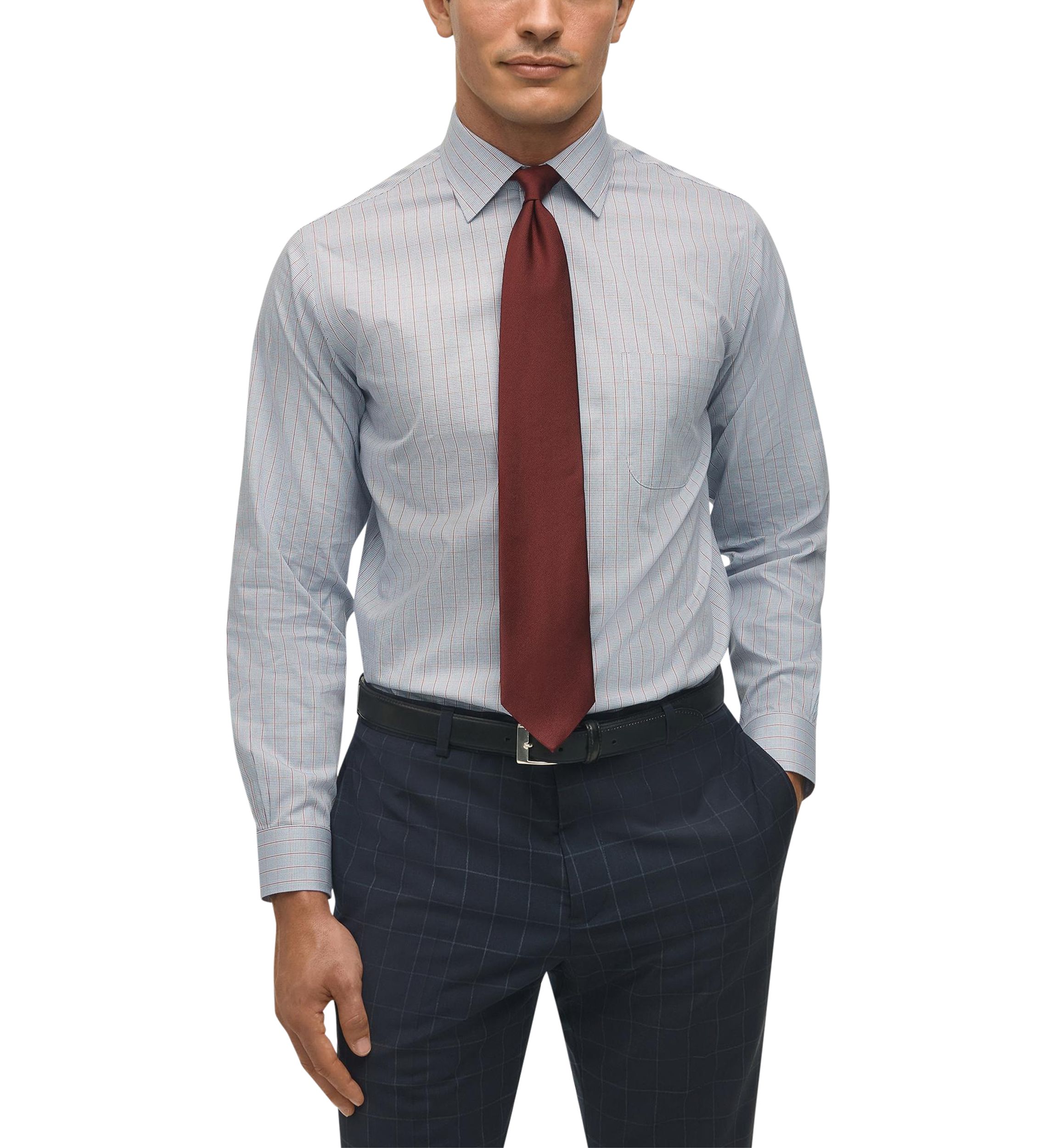  Regular Fit Non-Iron Grid Check Dress Shirt