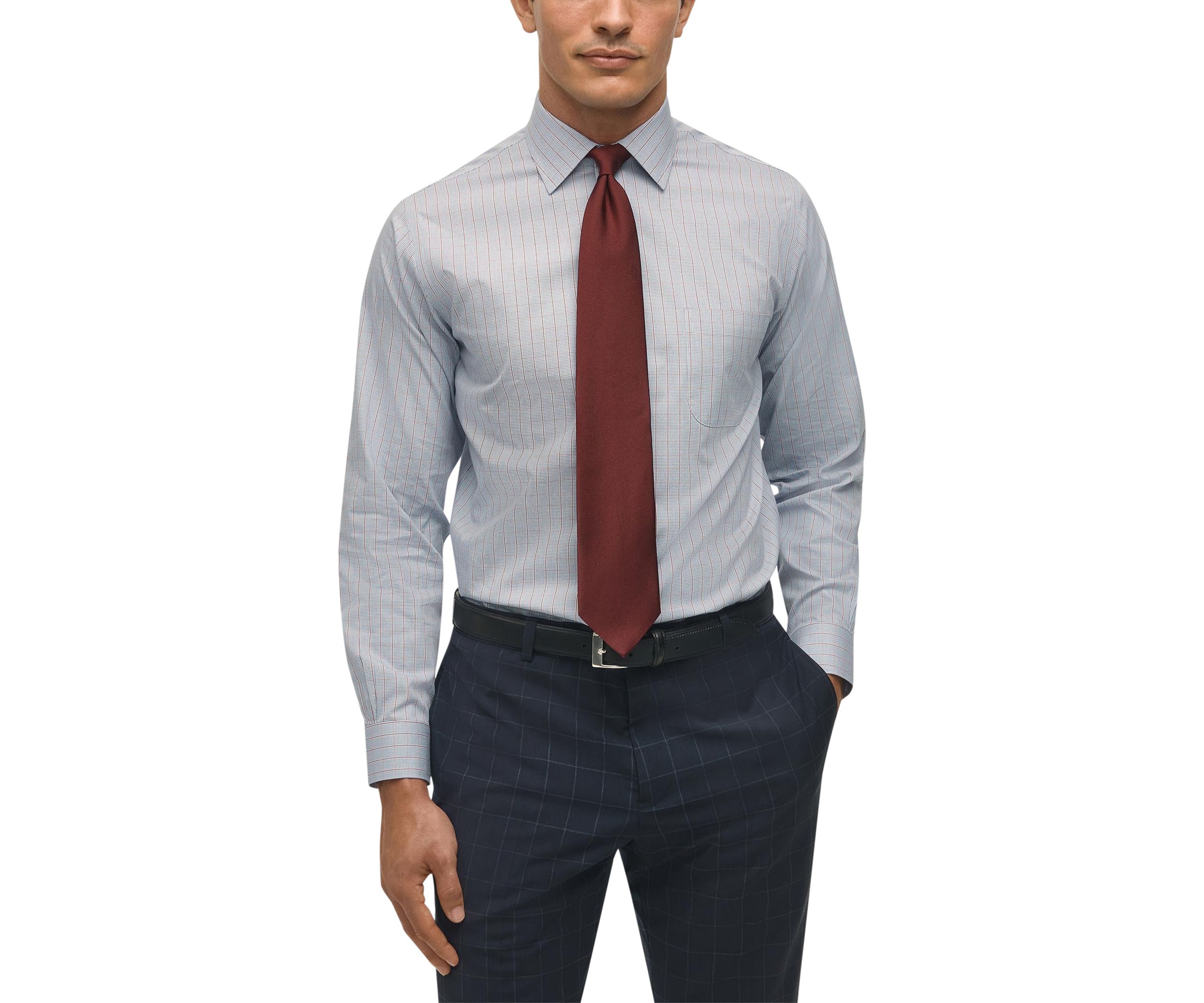  Regular Fit Non-Iron Grid Check Dress Shirt