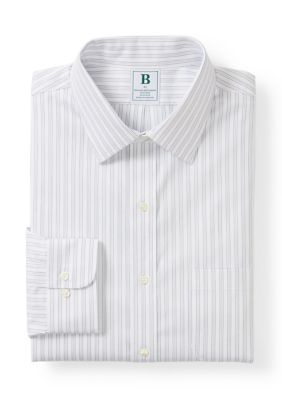 B by Brooks Brothers Men's Outline Striped Collar Shirt, Blue, 17.5 34/35