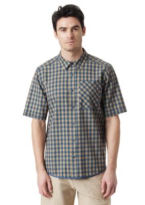 BASS OUTDOOR Men's Short Sleeve Plaid Shirt, Medium