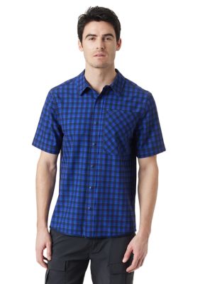 BASS OUTDOOR Men's Short Sleeve Plaid Shirt, Medium