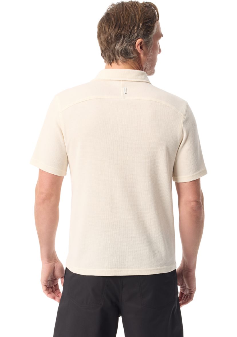 Mens Waffle Knit Polo Shirt