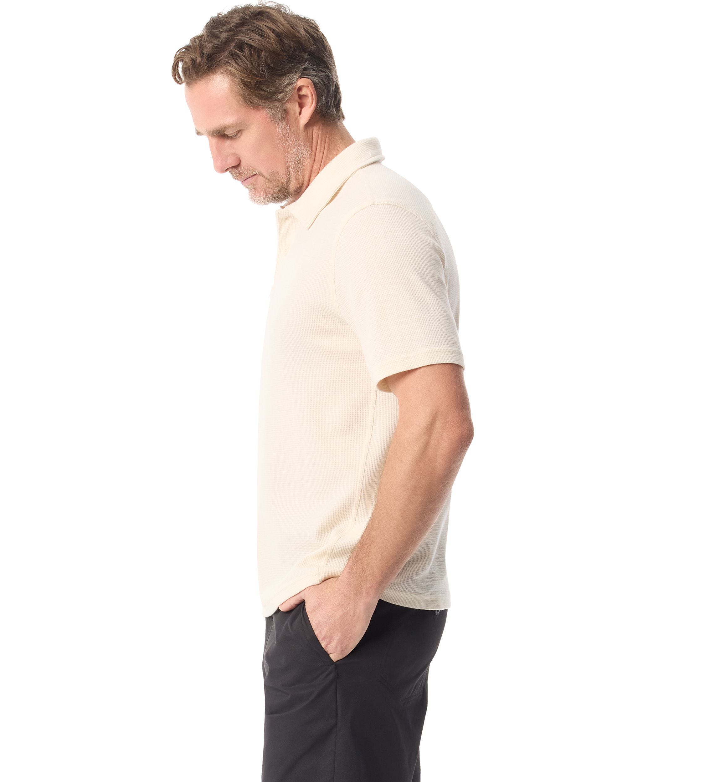 Mens Waffle Knit Polo Shirt