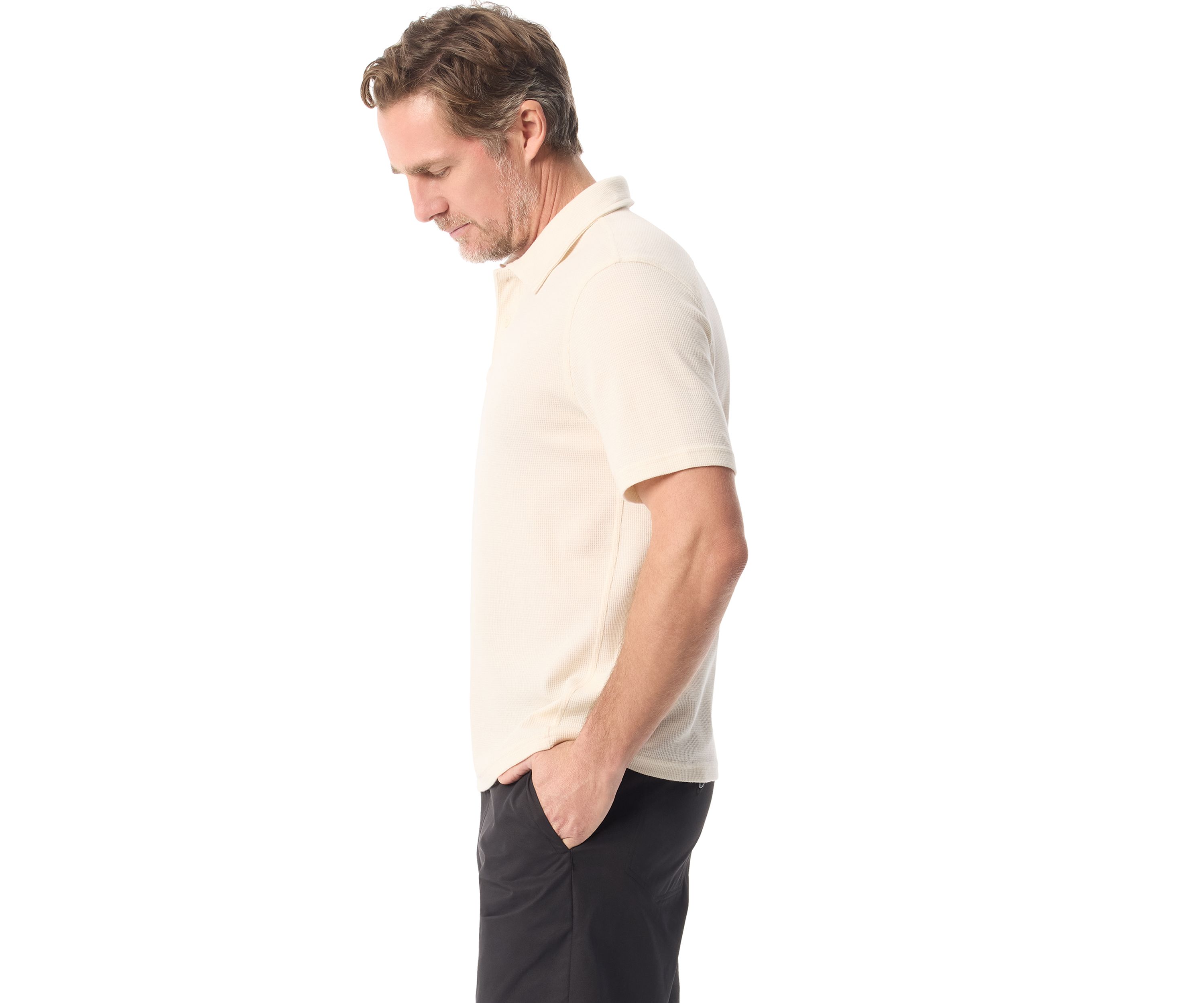 Mens Waffle Knit Polo Shirt