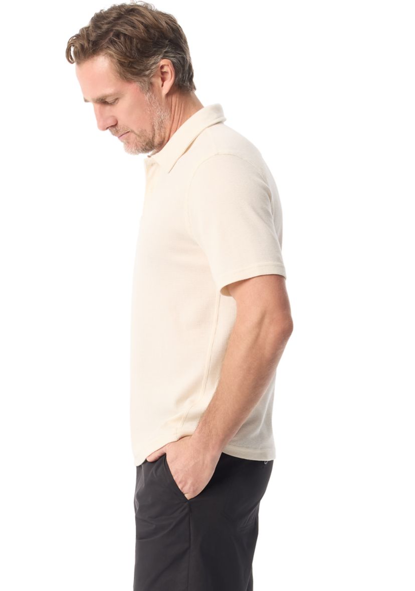 Mens Waffle Knit Polo Shirt