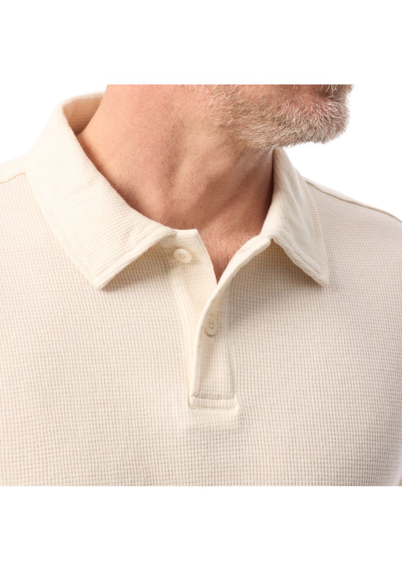 Mens Waffle Knit Polo Shirt