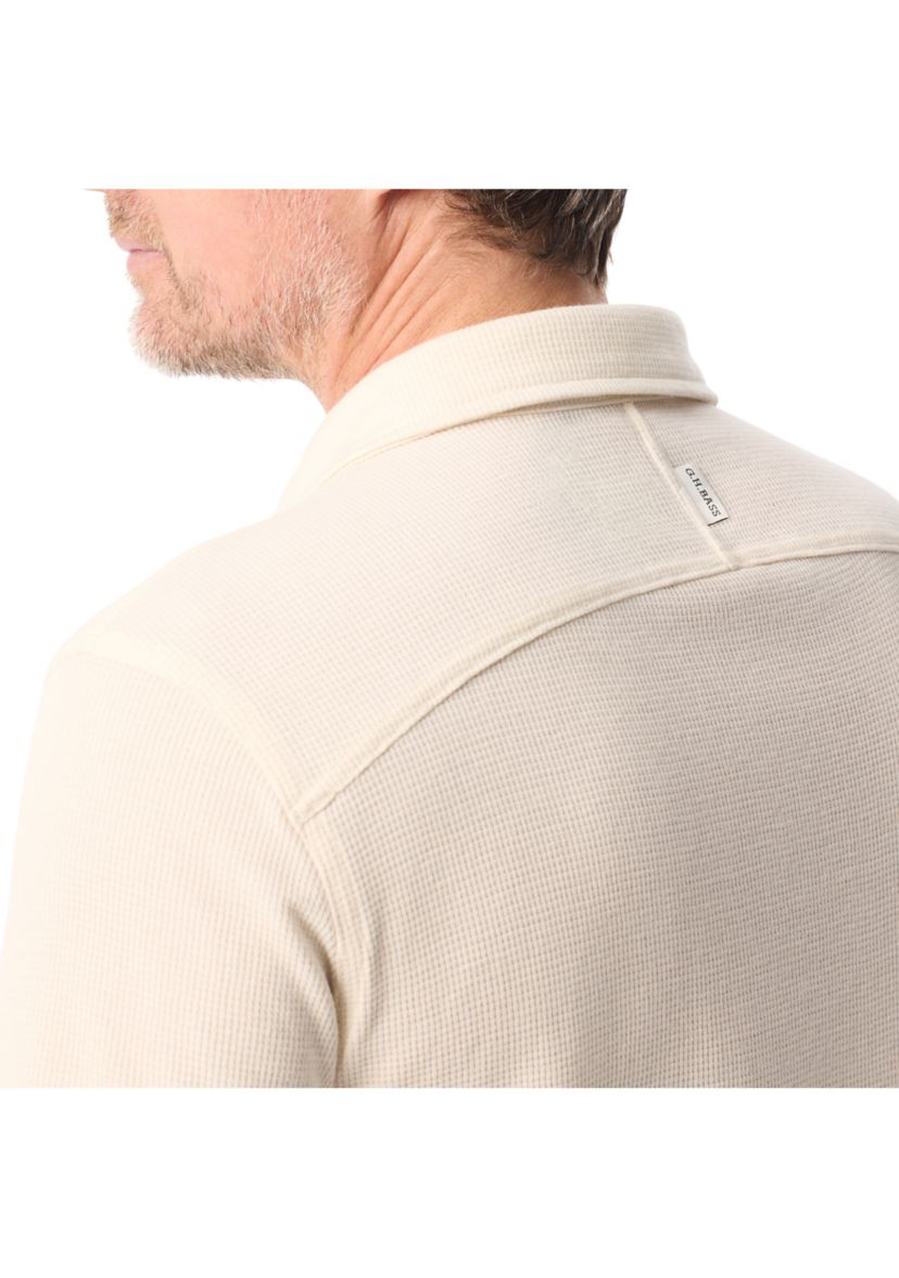 Mens Waffle Knit Polo Shirt