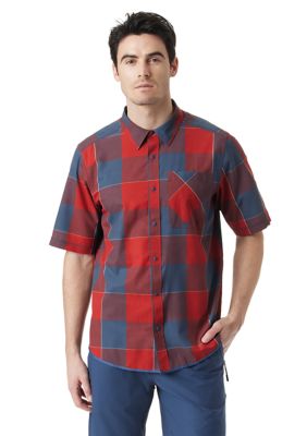 BASS OUTDOOR Men's Short Sleeve Plaid Shirt, Large