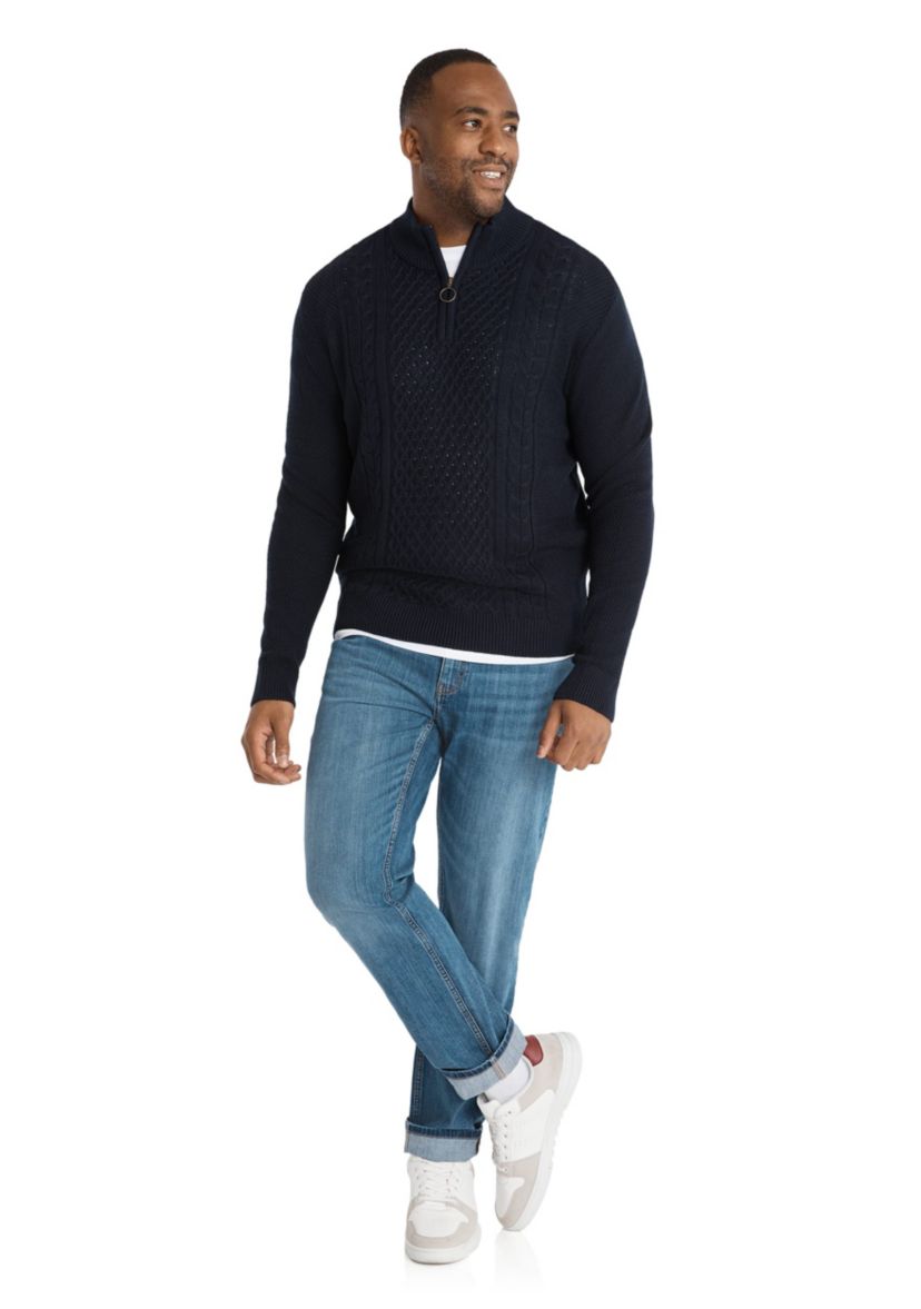 Big & Tall Gibson Cable Half Zip Sweater