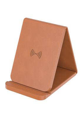 Tan Folding Leather Wireless Charging Stand