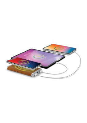 Tan Leather Wireless Charging Power Bank