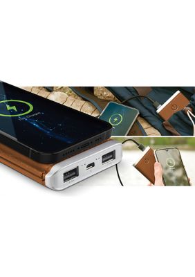 Tan Leather Wireless Charging Power Bank