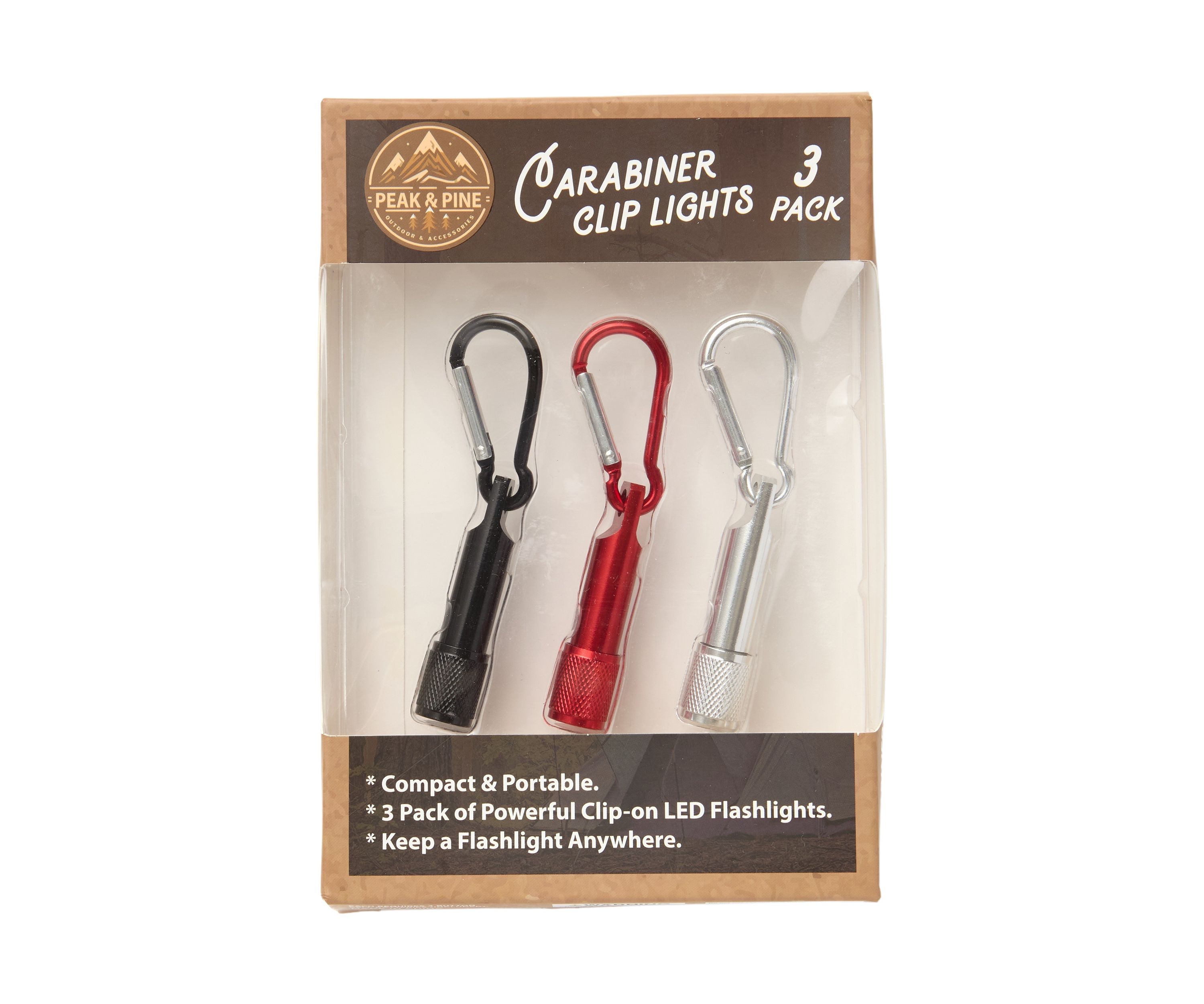 Carabiner Clip Flashlights - 3 Pack